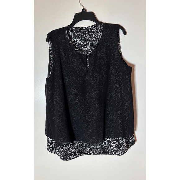 Ellen Tracy Black & White Floral Sleeveless Blouse Top Plus Size XL - Picture 11 of 12